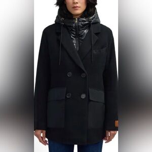 Scotch & Soda Nissa Black Double-Breasted Women's Coat- with removable Bib
